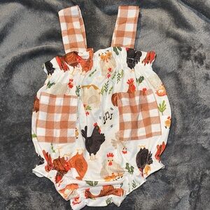 Plaid Farm Animal Print Babygirl Romper